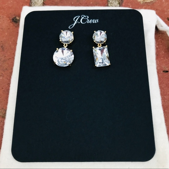 J.Crew Mismatched Crystal Drop Earrings NWT - Picture 3 of 4